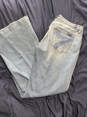 7 For All Mankind Light Wash Blue Wide Leg Jeans